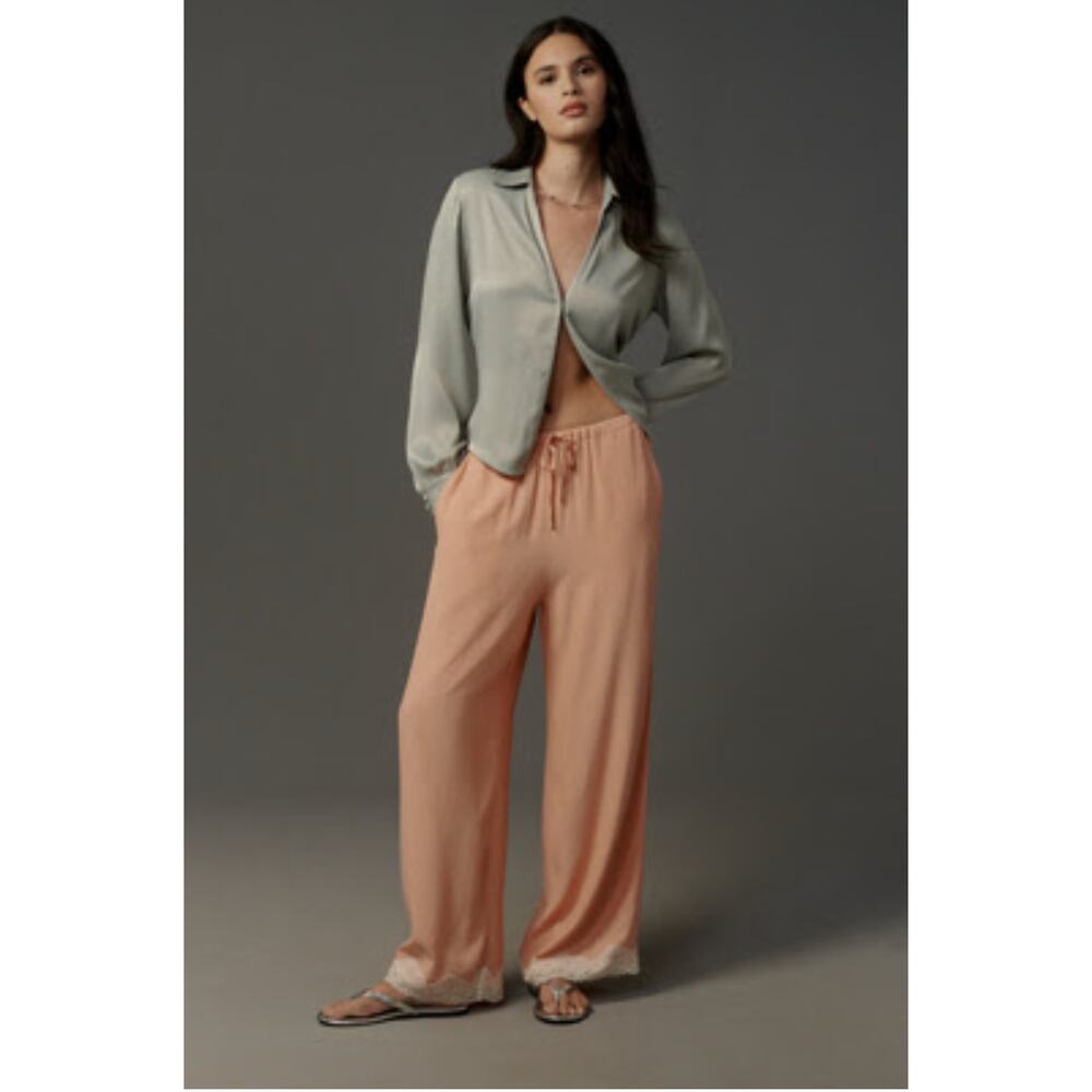 Anthropologie Lace-Trim Silky Pull-On Pants - Size XS